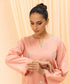 Womens Eid Pret Pink Embroidered Dobby Two Piece Suit